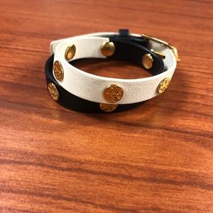 Tory Burch Double Wrap Logo Stud Bracelet